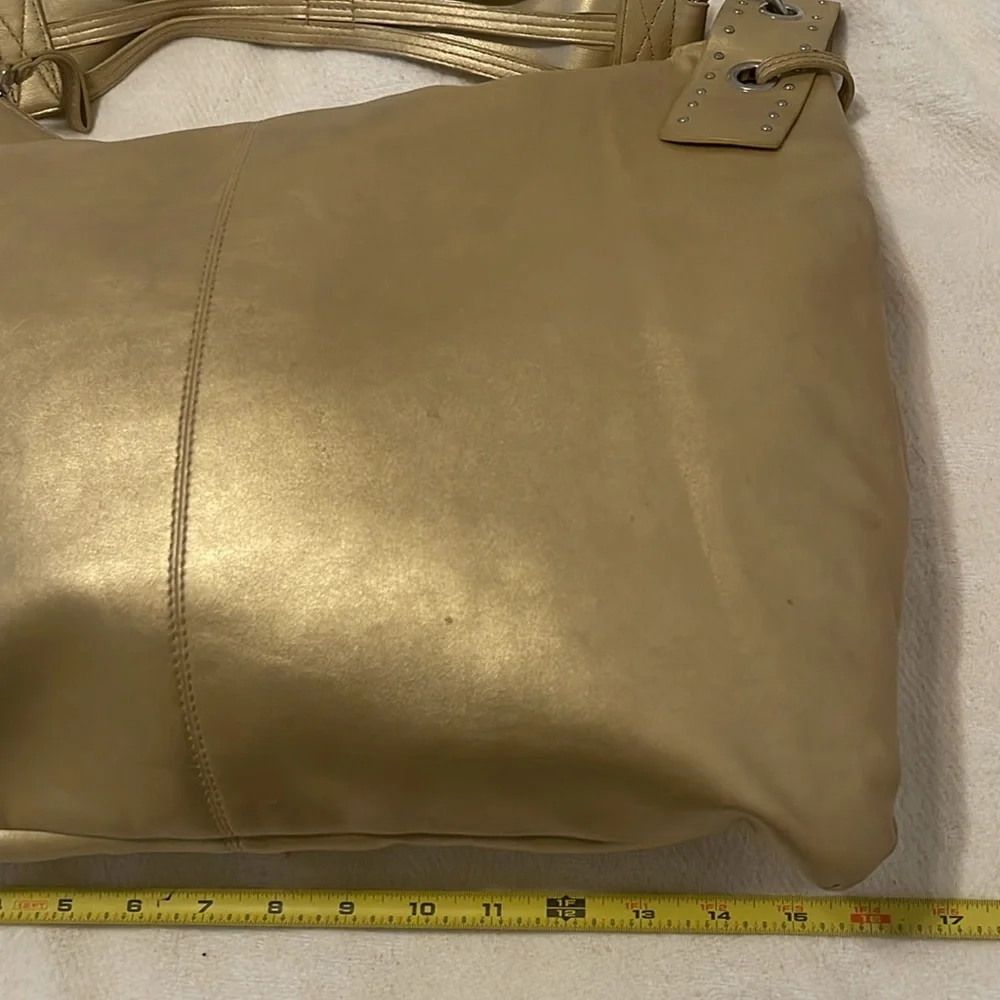 White House Black Market Shoulder Handbag Gold 12x16 - Picture 7 of 14